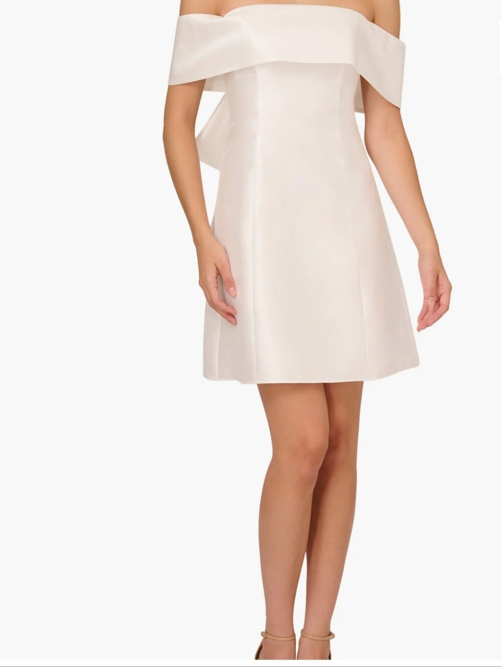 NWT Adrianna Papell Ivory Mikado Bow Cocktail Dress Size 8 Wedding Party